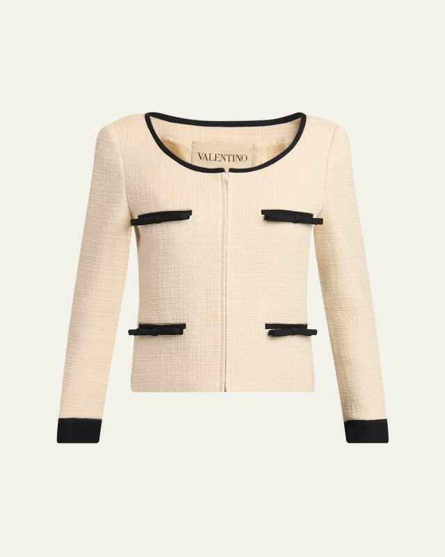 Bow Tweed Tailored Zip Jacket